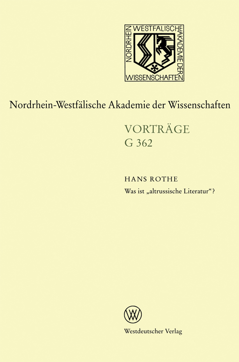 Was ist „altrussische Literatur“? - Hans Rothe