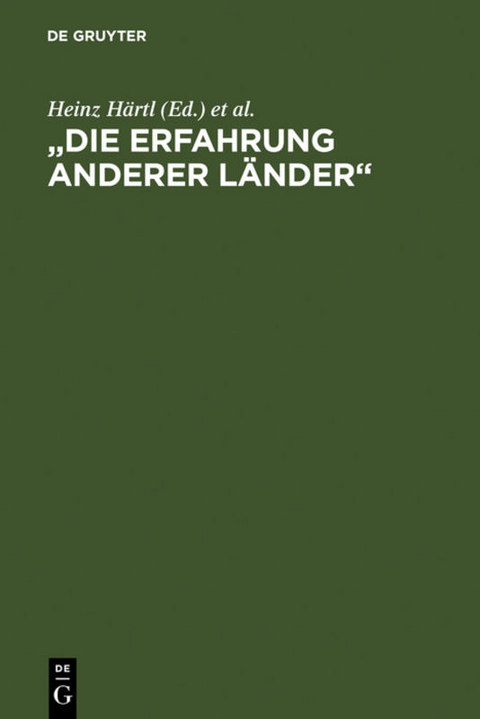 "Die Erfahrung anderer Länder" - 