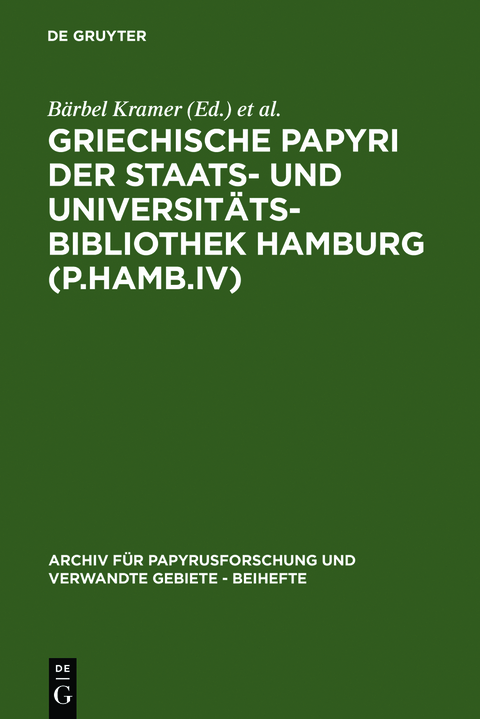 Griechische Papyri der Staats- und Universitätsbibliothek Hamburg (P.Hamb.IV) - 