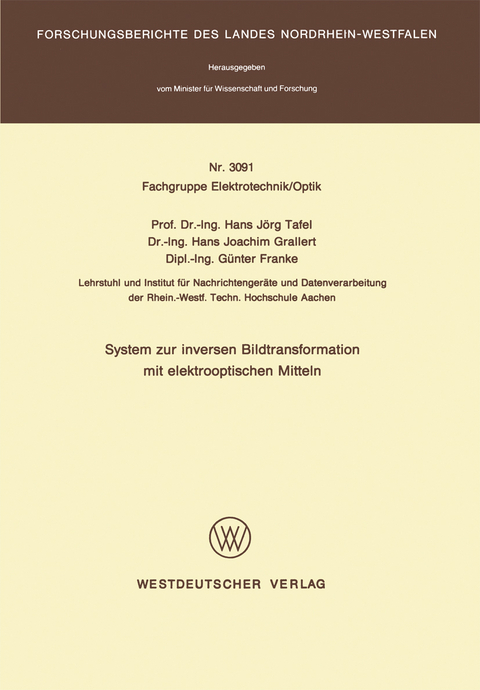 System zur inversen Bildtransformation mit elektrooptischen Mitteln - Hans Jörg Tafel