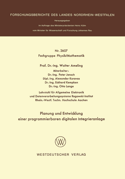 Planung und Entwicklung einer programmierbaren digitalen Integrieranlage - Walter Ameling