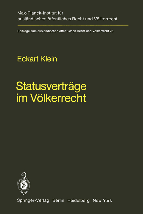 Statusverträge im Völkerrecht - Eckart Klein