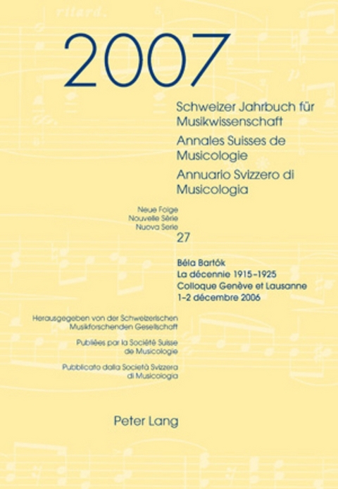 Schweizer Jahrbuch für Musikwissenschaft- Annales Suisses de Musicologie- Annuario Svizzero di Musicologia - 