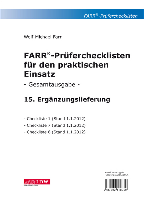 FARR Prüferchecklisten für den praktischen Einsatz - Wolf-Michael Farr