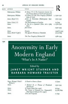 Anonymity in Early Modern England - Barbara Howard Traister