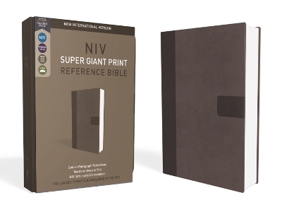 NIV, Super Giant Print Reference Bible, Leathersoft, Gray, Red Letter, Comfort Print -  Zondervan