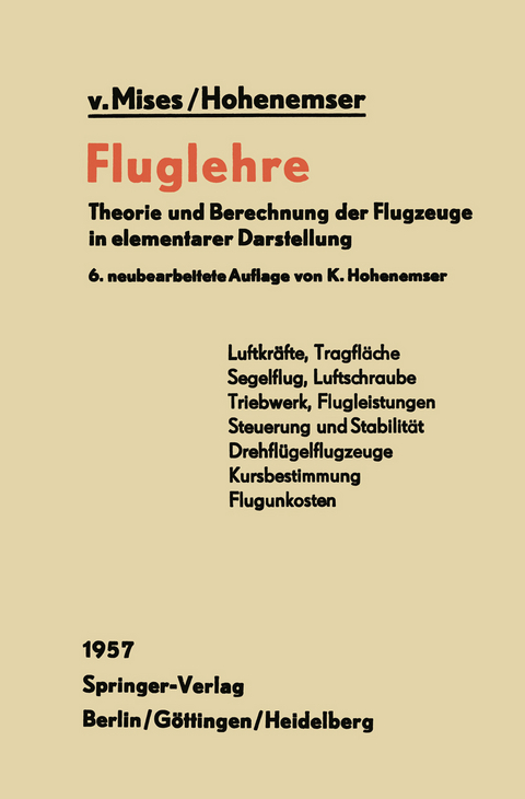 Fluglehre - R.v. Mises, K. Hohenemser