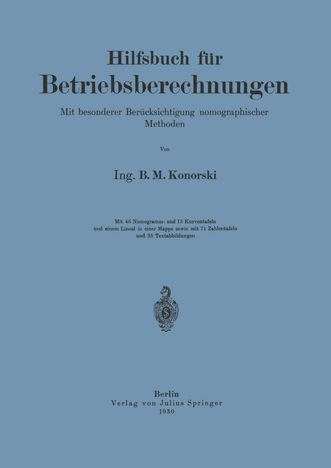 Hilfsbuch für Betriebsberechnungen - NA Konorski