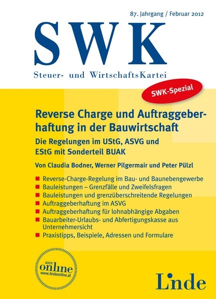 SWK-Spezial Reverse Charge u. Auftraggeberhaftung i.d. Bauwirtschaft - Peter Pülzl, Claudia Bodner, Werner Pilgermair