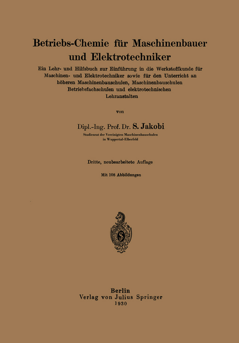 Betriebs-Chemie für Maschinenbauer und Elektrotechniker - Siegfried Jakobi