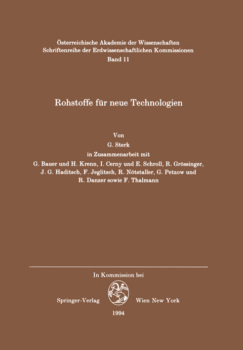 Rohstoffe für neue Technologien - Georg M. Sterk