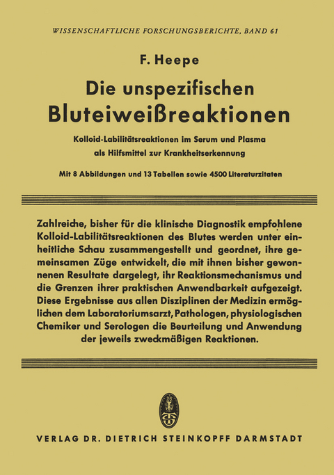 Die unspezifischen Bluteiweissreaktionen - Fritz Heepe