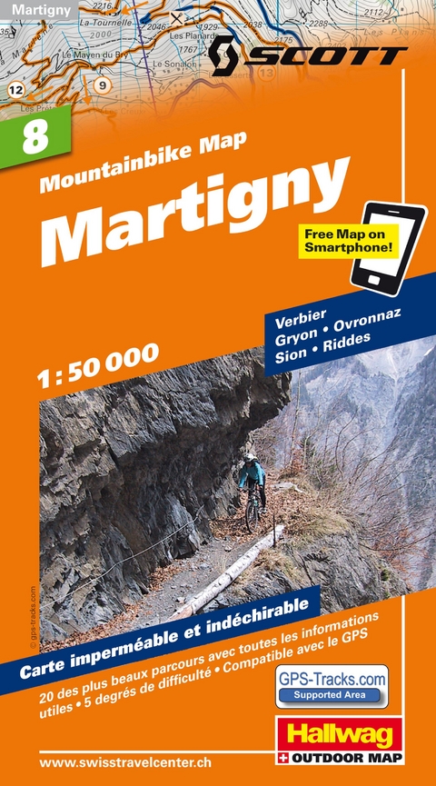 Hallwag Mountainbike-Karte 8 Martigny 1:50.000