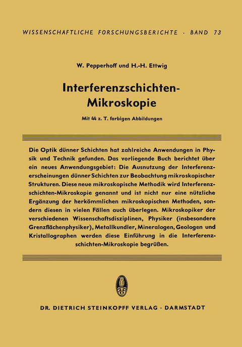 Interferenzschichten-Mikroskopie - Werner Pepperhoff, Hans-Heinrich Ettwig