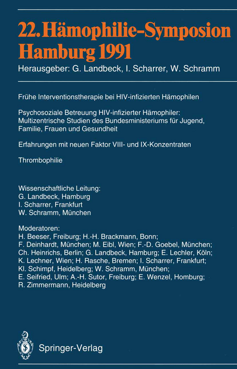 22. Hämophilie-Symposion Hamburg 1991 - 