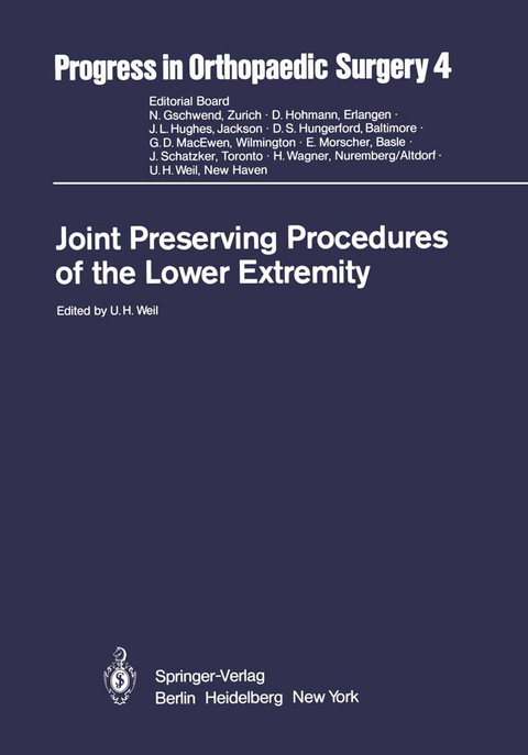 Joint Preserving Procedures of the Lower Extremity - 