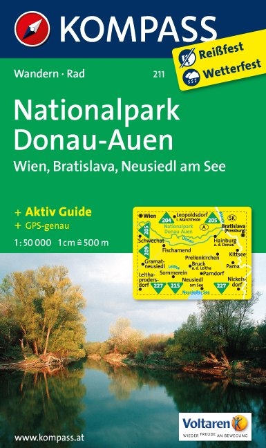 KOMPASS Wanderkarte Nationalpark Donau-Auen - Wien - Bratislava - Neusiedl am See - 