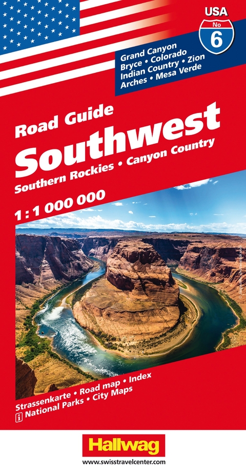 Southwest, Southern Rockies, Canyon Country Strassenkarte 1:1 Mio, Road Guide Nr. 6