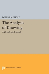 Analysis of Knowing -  Robert K. Shope