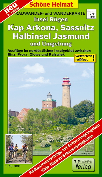 Radwander- und Wanderkarte Insel Rügen, Kap Arkona, Sassnitz, Halbinsel Jasmund und Umgebung