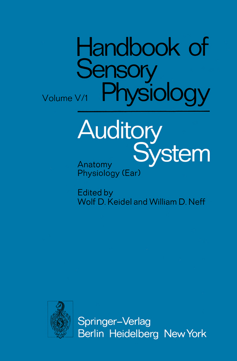 Auditory System - H. W. Ades, A. Axelsson, I. L. Baird, G. v. Békésy, R. L. Boord, C. B. G. Campbell, O. Densert, D. H. Eldredge, H. Engström, J. Fex, J. M. Harrison, O. W. Henson, M. E. Howe, S. Iurato, A. Michelsen, A. R. Møller, R. R. Pfeiffer, S. Rauch, I. Rauch, E. A. G. Shaw, J. Wersäll, E. G. Wever