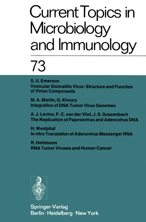 Current Topics in Microbiology and Immunology / Ergebnisse der Mikrobiologie und Immunitätsforschung - W. Arber, W. Henle, P. H. Hofschneider, J. H. Humphrey, N. K. Jerne, P. Koldovský, H. Koprowski, O. Maaløe, R. Rott, H. G. Schweiger, M. Sela, L. Syru?ek, P. K. Vogt