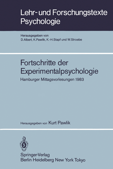 Fortschritte der Experimentalpsychologie - 