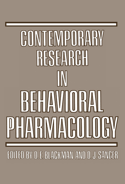 Contemporary Research in Behavioral Pharmacology - 