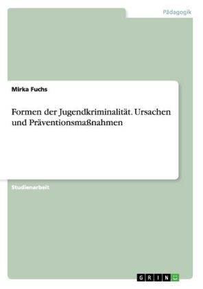 Formen der JugendkriminalitÃ¤t. Ursachen und PrÃ¤ventionsmaÃnahmen - Mirka Fuchs