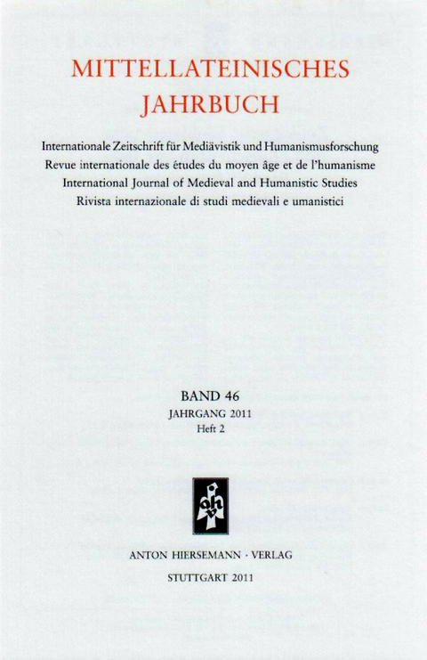 Mittellateinisches Jahrbuch. Internationale Zeitschrift für Mediävistik und Humanismusforschung