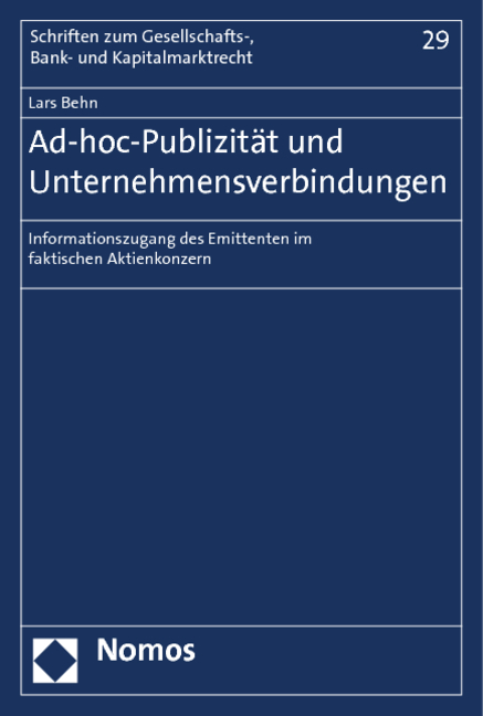 Ad-hoc-Publizität und Unternehmensverbindungen - Lars Behn