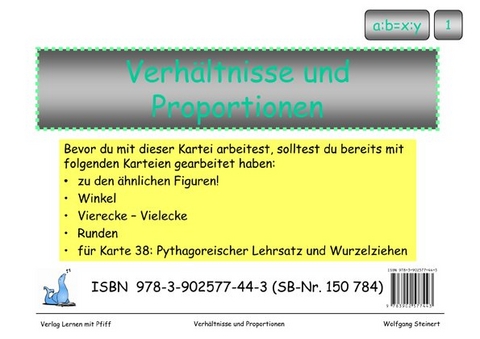 Mathekartei - Verhältnisse und Proportionen - Wolfgang Steinert