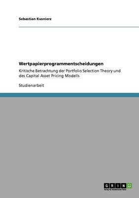 Wertpapierprogrammentscheidungen - Sebastian Kusnierz