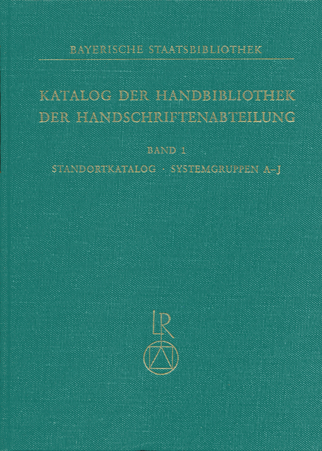 Bayerische Staatsbibliothek. Handbibliothek der Handschriftenabteilung