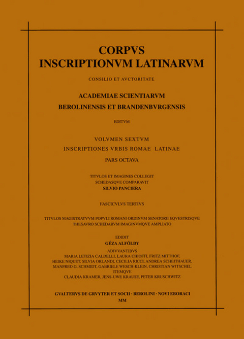 Corpus inscriptionum Latinarum. Inscriptiones urbis Romae Latinae. Titulos et imagines / Titulos magistratuum populi Romani ordinum senatorii equestrisque thesauro schedarum imagiumque ampliato - 