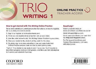 Trio Writing: Level 1: Online Practice Teacher Access Card