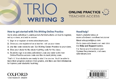 Trio Writing: Level 3: Online Practice Teacher Access Card
