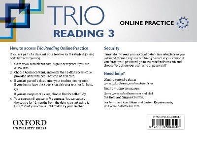 Trio Reading: Level 3: Online Practice Student Access Card - Kate Adams