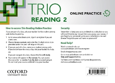 Trio Reading: Level 2: Online Practice Student Access Card - Kate Adams, Mari Vargo