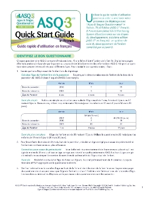 Ages & Stages Questionnaires® (ASQ®-3): Quick Start Guide (French) - Jane Squires, Diane Bricker