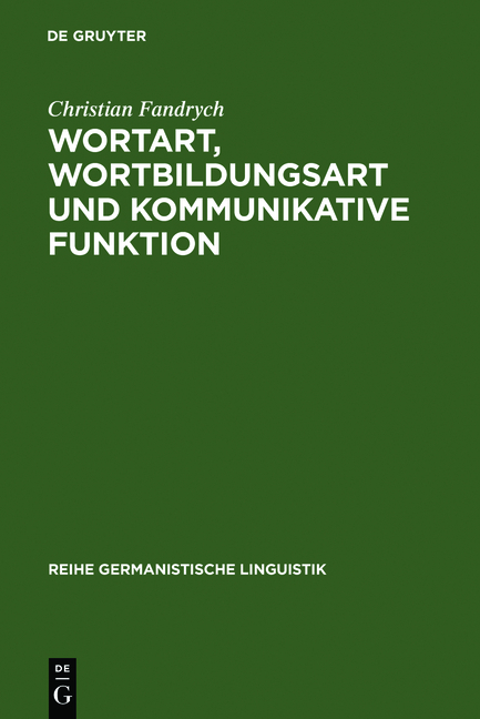 Wortart, Wortbildungsart und kommunikative Funktion - Christian Fandrych