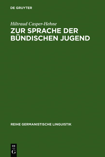 Zur Sprache der bündischen Jugend - Hiltraud Casper-Hehne