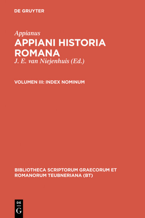 Appianus: Appiani Historia Romana / Index nominum -  Appianus