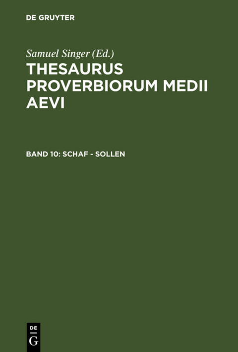 Thesaurus proverbiorum medii aevi / Schaf - sollen - 