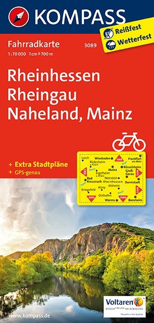 KOMPASS Fahrradkarte Rheinhessen, Rheingau, Naheland, Mainz - 