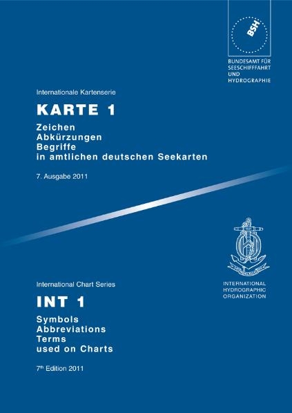 Karte 1 - Zeichen, Abkürzungen, Begriffe in amtlichen deutschen Seekarten (Internationale Kartenserie) - 