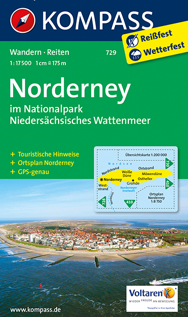 KOMPASS Wanderkarte Insel Norderney - 