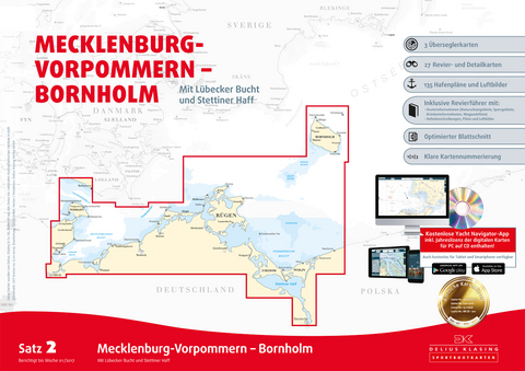 Sportbootkarten Satz 2: Mecklenburg-Vorpommern - Bornholm (Ausgabe 2017)