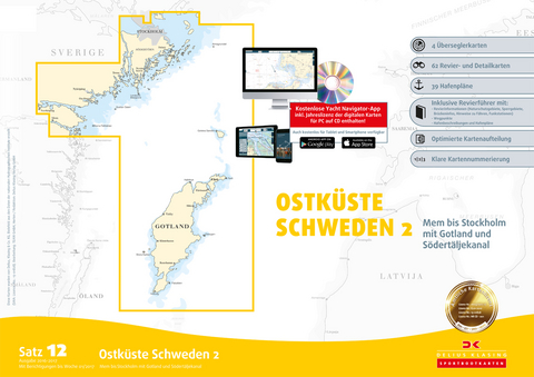 Sportbootkarten Satz 12: Ostküste Schweden 2 (berichtigt bis 01/2017)