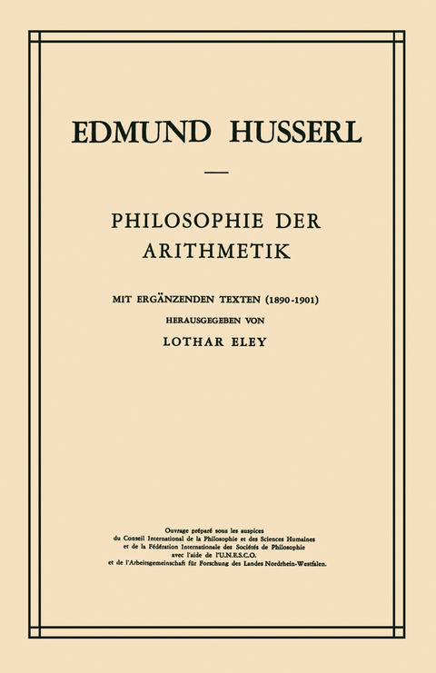 Philosophie der Arithmetik - Edmund Husserl, L. Eley